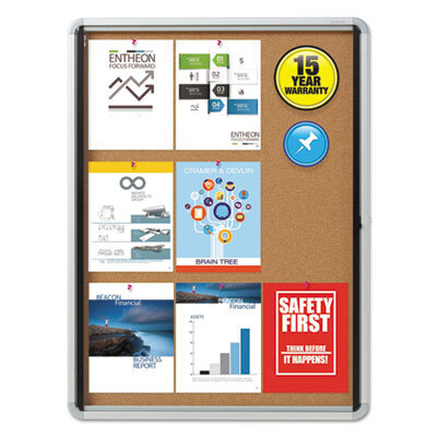 QRTEIHC3930 Enclosed Cork Bulletin Board w/Swing Door, 30 x 39, Silver Aluminum Frame