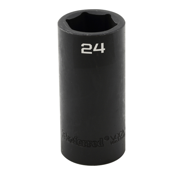 S33124 IMPACT 1/2" DRIVE METRIC SOCKET 24MM - 1/2" DR. 6 PT. METRIC DEEP IMPACT SOCKET DEEP IMPACT