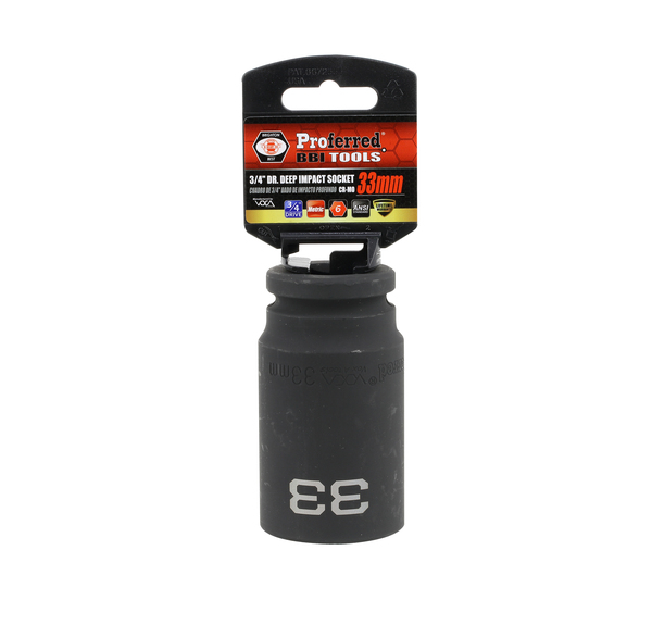 S35133 IMPACT 3/4" DRIVE METRIC SOCKET 33MM - 3/4" DR. 6 PT. METRIC DEEP IMPACT SOCKET DEEP IMPACT