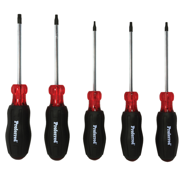 T28002 PROFERRED SCREWDRIVER SETS (5) TORX, T10X4", T15X4", T20X4", T25X4", T30X4" 5 PIECE TORX SET