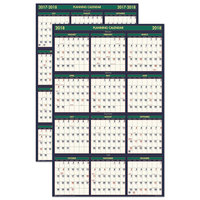 HOD390 Recycled 4 Seasons Reversible Business/Academic Wall Calendar, 24x37, 2016-2017
